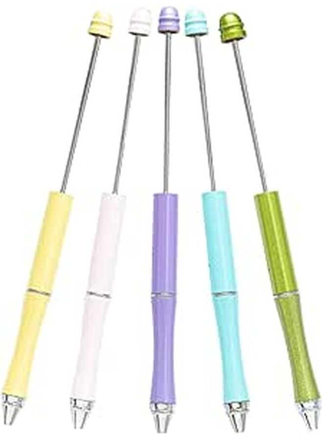 5Pcs Multi Tone Metal Ballpoint Pens With Beaded Design Smooth Ink Flow For Office School - Image 1
