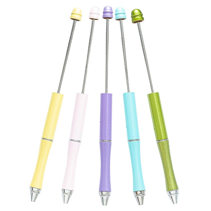 5Pcs Multi Tone Metal Ballpoint Pens With Beaded Design Smooth Ink Flow For Office School - Image 2