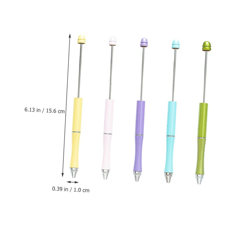 5Pcs Multi Tone Metal Ballpoint Pens With Beaded Design Smooth Ink Flow For Office School - Image 3