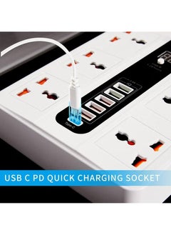 XiuWoo 2 Meter Universal Socket, Charging USB Socket Timing Function Extension Plug, white  - Image 5
