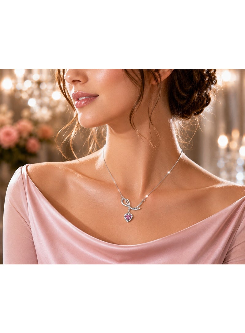 RAFAL Rosiana Pink Heart Pendant Necklace for Women – Elegant Silver-Plated Soft Dainty Chain, Premium Sophisticated Romantic Jewelry for Special Occasions, Birthdays & Luxury Gifting - Image 5