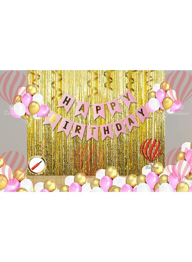 HK balloons® Pink Happy Birthday Banner Birthday Decoration Set for Birthday Party Decorations. (Pink-Banner-Birthday Combo - Pack of 53) - Image 1