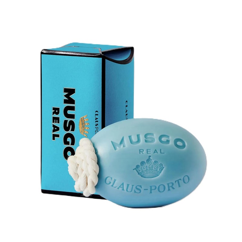 Claus Porto Musgo Real Alto Mar Soap on a Rope Watery Scent with Mint Atlantic Bladderwrack Extract Rich Smooth Creamy Body Soap for Men Women Handcrafted Long Lasting 190g 67oz - Image 1