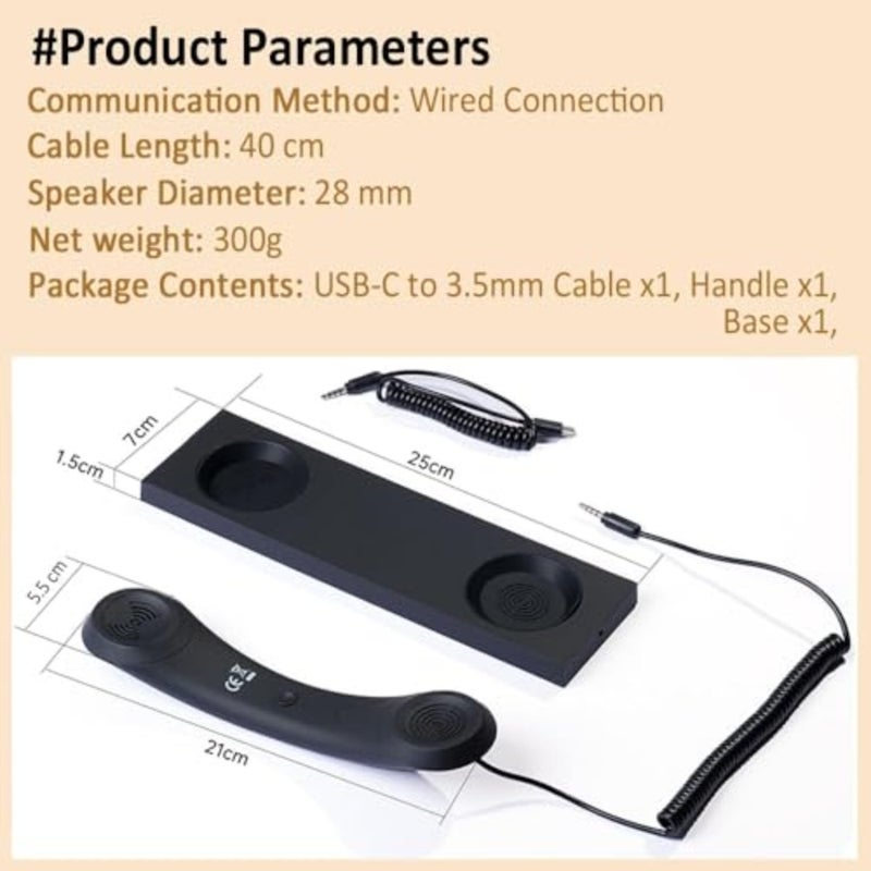 سماعات رأس لأجهزة استقبال الهاتف الرجعية بمقبس USB-C للهاتف المحمول والكمبيوتر اللوحي والكمبيوتر المحمول وسماعة الرأس مع زر الرد والمكالمات المريحة، اختيار هدية رائع للآباء - Image 4
