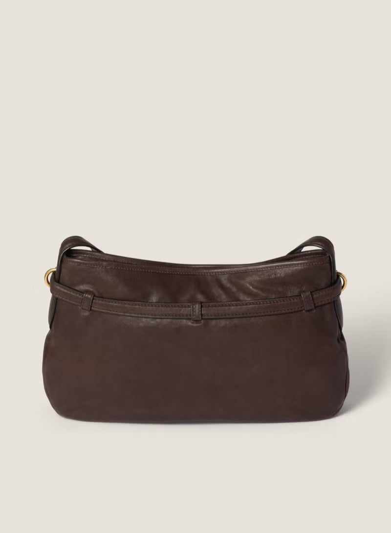 مياو مياو حقيبة أفنتشر نابا الجلدية، حقيبة كروس نسائية، حقيبة توت نسائية، حقيبة كتف نسائية، حقيبة يد نسائية، حقيبة سفر نسائية، بني غامق - 32 سم - Image 4