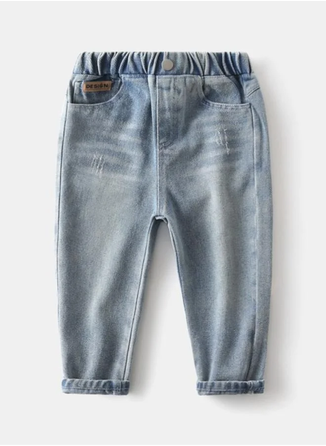 يونيكي Blue Relaxed Mid Rise Solid jeans