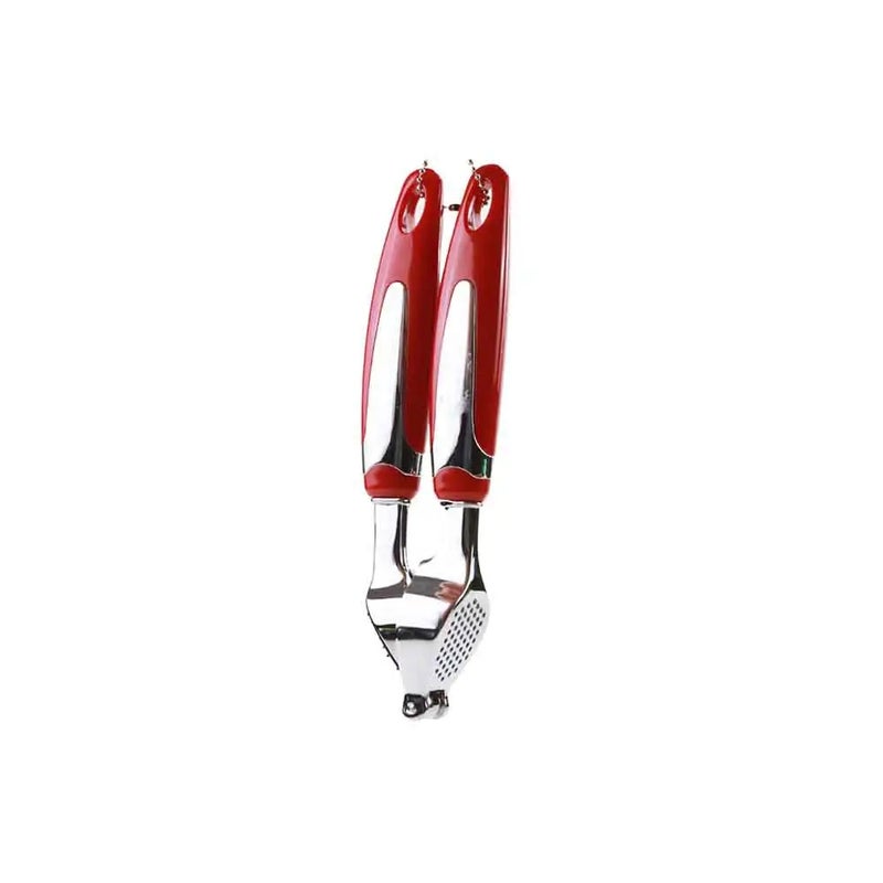 Ascot Garlic Press Ginger Crusher Peeler Squeezer Heavy Duty Garlic Presser Chopper Professional Food Prep Grade Dishwasher Safe Kitchen Tools- Red