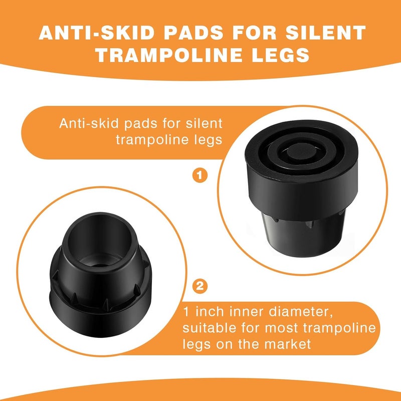 Innconee 8 Pieces Replacement Mini Trampoline Leg Caps, Black Rubber Caps Tips Fits 1" ID Chair Legs, Trampoline Parts Replacement - Image 3
