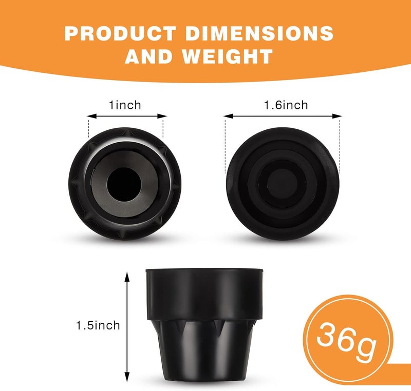 Innconee 8 Pieces Replacement Mini Trampoline Leg Caps, Black Rubber Caps Tips Fits 1" ID Chair Legs, Trampoline Parts Replacement - Image 2