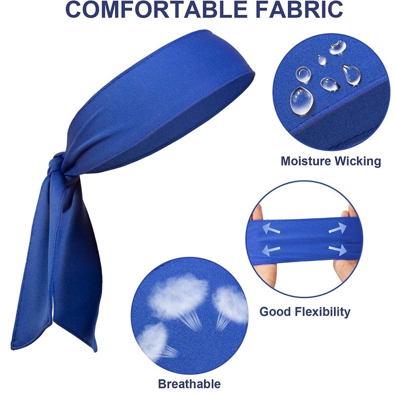 Caiuse Tennis Headbands and Headwraps Set, Sweat-Wicking, for Sports, Exercise and Training, Multi-Use (Royal Blue 2PC) - Image 2