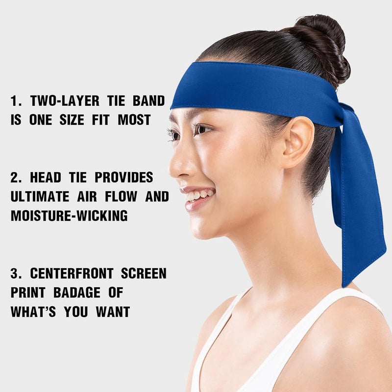 Caiuse Tennis Headbands and Headwraps Set, Sweat-Wicking, for Sports, Exercise and Training, Multi-Use (Royal Blue 2PC) - Image 3