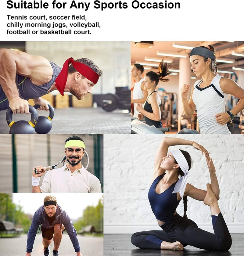 Caiuse Tennis Headbands and Headwraps Set, Sweat-Wicking, for Sports, Exercise and Training, Multi-Use (Royal Blue 2PC) - Image 5