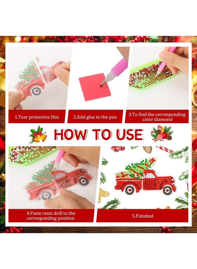 Ferraycle 12 Pieces Christmas Diamond Painting Kits 5D DIY Diamond Painting Keychain Christmas Hanging Diamond Art Kits Diamond Art Christmas Ornaments for Kids Crafts Family Decor (Classic Style) - Image 5