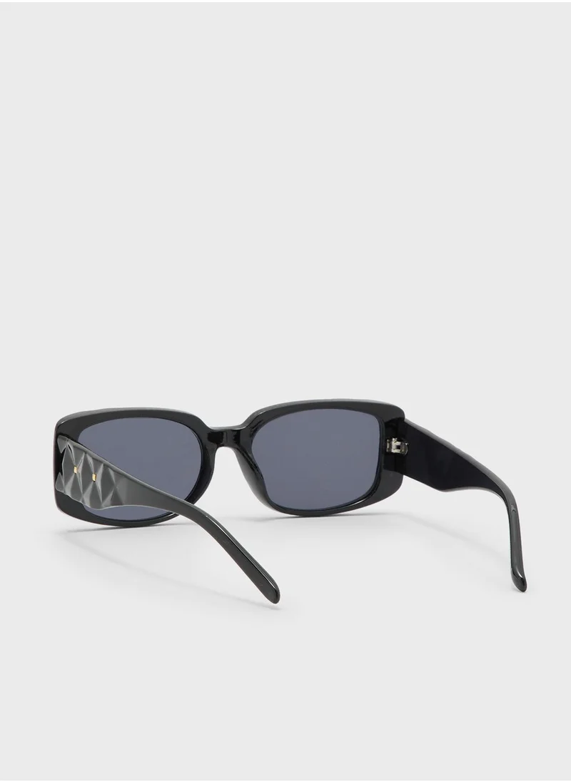 ايلا Textured Arm Rectangular Sunglasses