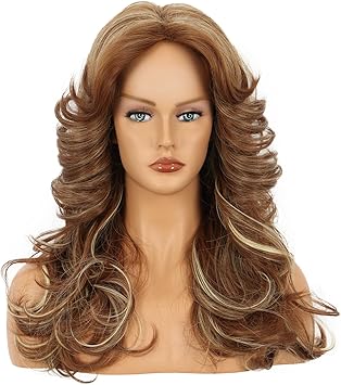 Yuehong Long Dark Brown Women Curly 70s Disco Wig Vintage Feathered Cosplay Costume Hair Heat Resistant Synthetic Fibers Soft Durable Breathable Wig - Image 1