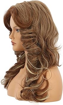 Yuehong Long Dark Brown Women Curly 70s Disco Wig Vintage Feathered Cosplay Costume Hair Heat Resistant Synthetic Fibers Soft Durable Breathable Wig - Image 4