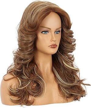 Yuehong Long Dark Brown Women Curly 70s Disco Wig Vintage Feathered Cosplay Costume Hair Heat Resistant Synthetic Fibers Soft Durable Breathable Wig - Image 5