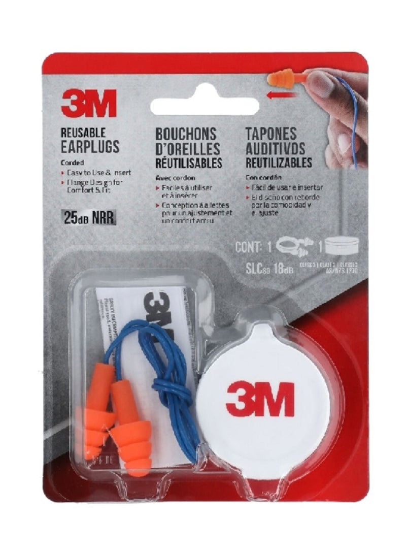 3M Reusable Earplugs Orange and Blue 2.794 x 13.716 x 9.906 cm 90586H1-DC - Image 1