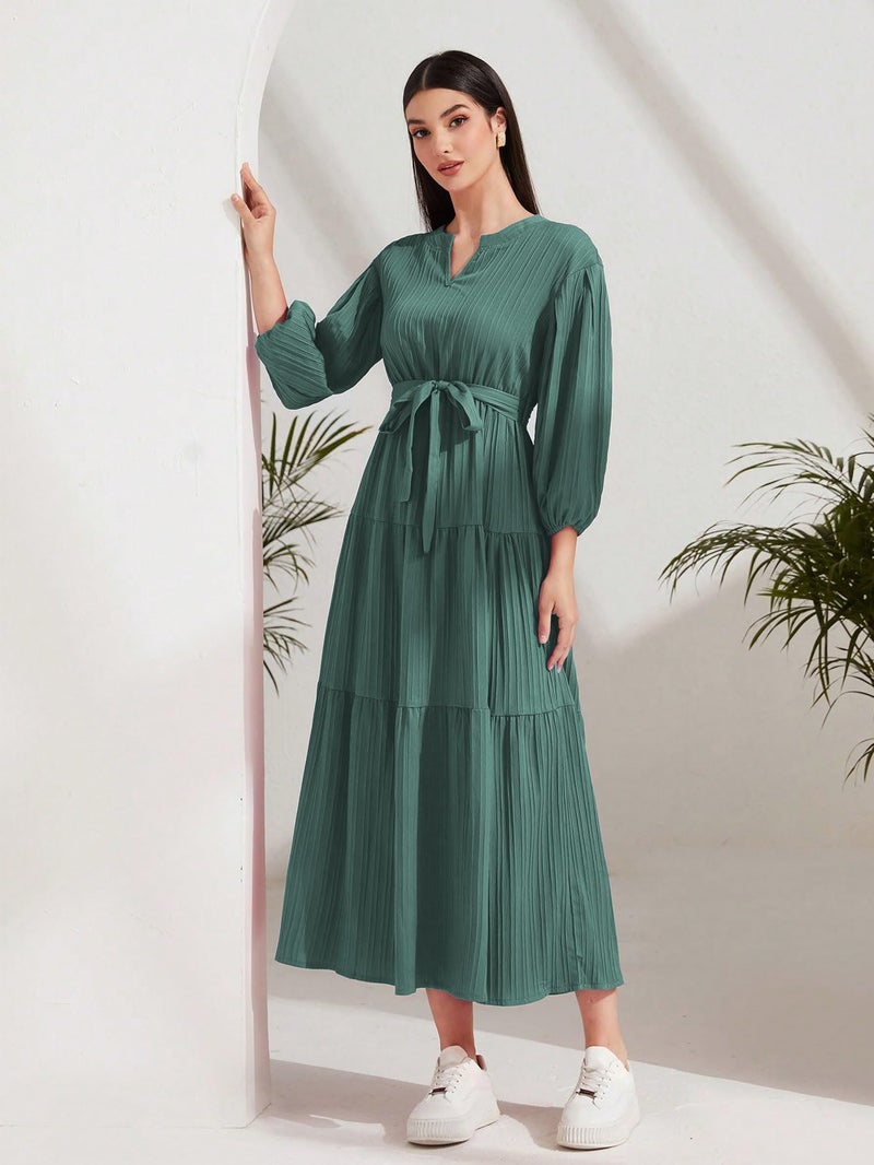 TOPLOT Long Dress for Women || Long One-Piece Outfit || Maxi for Women Stylish (Sugar-Long-Dress-5249-Green-L) - Image 2