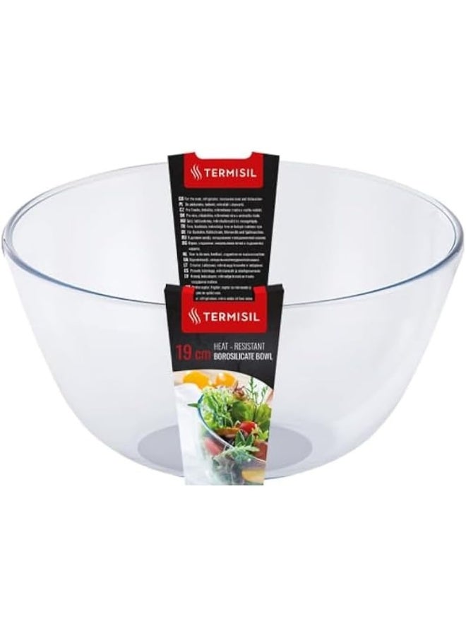 Termisil Termisil Borosilicate Glass Salad Bowl, 19 cm Size, Transparent - Image 1