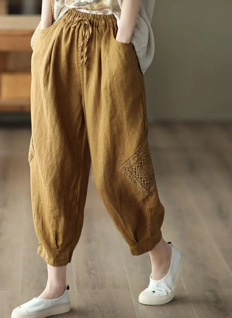 YUNIQEE Mustard Yellow Solid Cotton Trouser