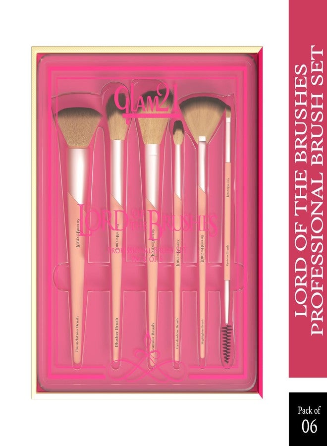 Glam 21 Glam21 Lord Of The Brushes Professional Makeup Brush Set of 6 |Soft & Durable Bristles for Flawless & Effortless Blending | Durable & Lightweight | Premium Elegant Design - Image 2