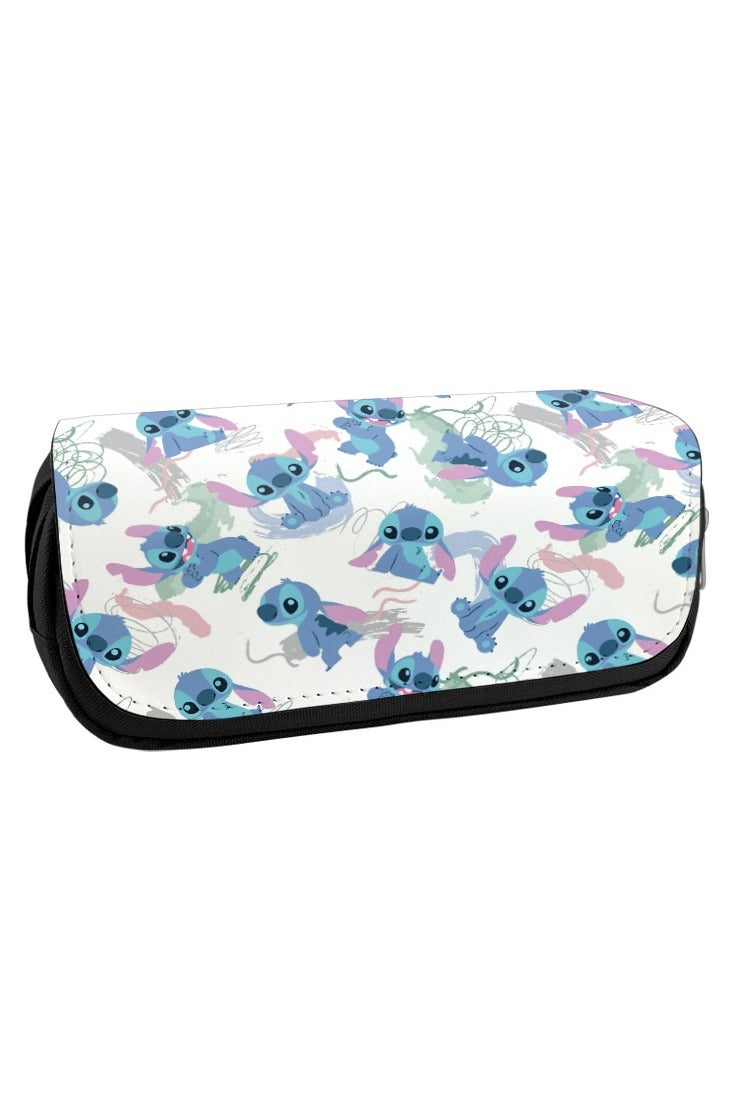 general Stitch printed canvas double zipper pen case student cartoon large capacity stationery box - Image 2