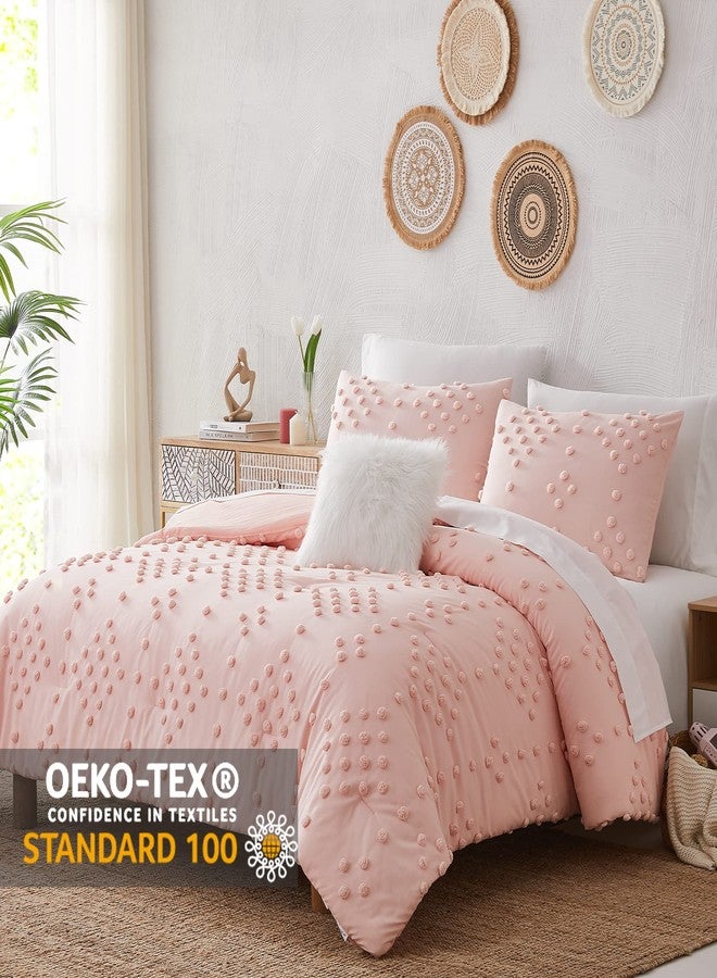Geniospin Pink Twin/Twin XL Comforter Set for Girls- 5 Pieces Pom Tufted Bed in A Bag Twin Bedding Sets with Sheets, Pillowcases & Shams, All Season Kids Comforter Set - Image 5