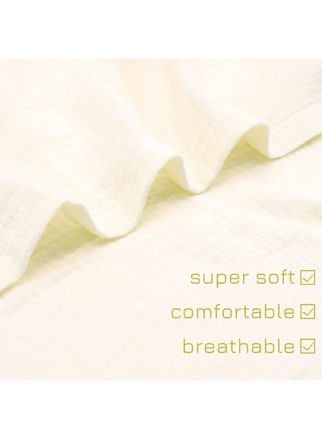 Hooyax غطاء سرير الأطفال هوياكس من موسلين قطن عضوي ناعم يناسب سرير الأطفال حديثي الولادة للأولاد والبنات (كريمي-أبيض) - Image 2