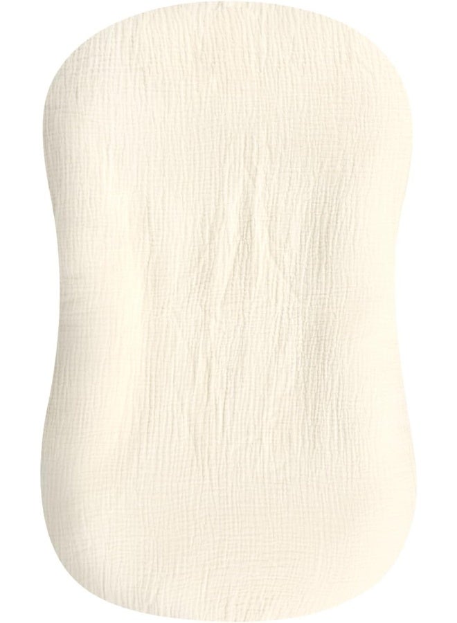 Hooyax غطاء سرير الأطفال هوياكس من موسلين قطن عضوي ناعم يناسب سرير الأطفال حديثي الولادة للأولاد والبنات (كريمي-أبيض) - Image 1