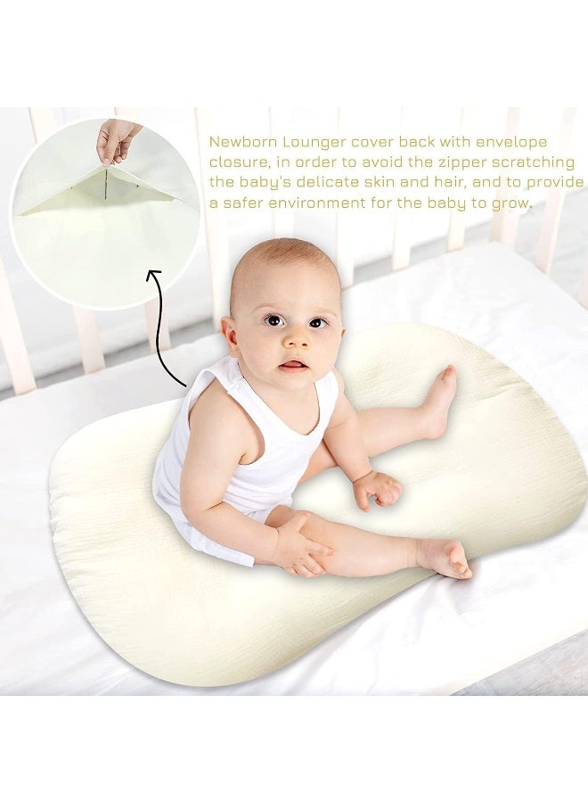 Hooyax غطاء سرير الأطفال هوياكس من موسلين قطن عضوي ناعم يناسب سرير الأطفال حديثي الولادة للأولاد والبنات (كريمي-أبيض) - Image 3