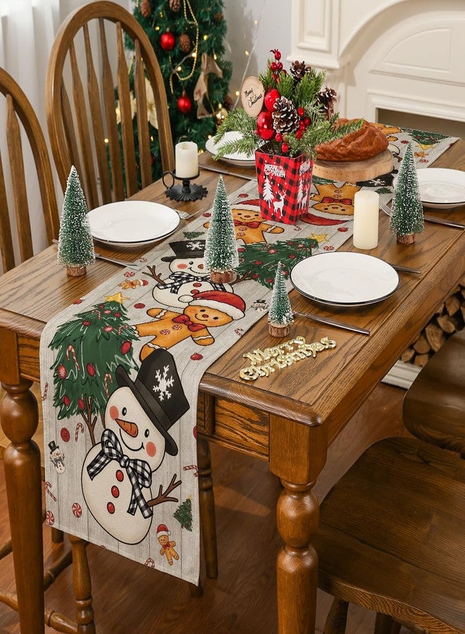 Siilues Christmas Table Runner, Snowman Gingerbread Christmas Runner for Table Seasonal Winter New Year Holiday Home Party Decor Festival Decorations 13x72 Inch - Image 4