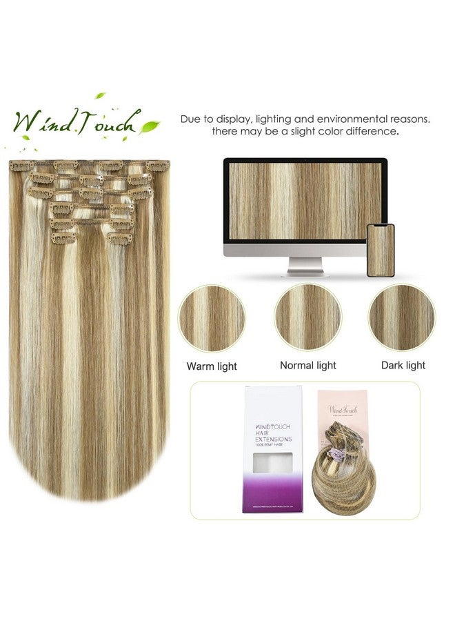 ويندتاتش وصلات شعر WindTouch بمشبك شعر بشري، أشقر مبيض مختلط، 12 بوصة، 70 جرام، خصلات شعر أشقر، 7 قطع #18P613 - Image 4