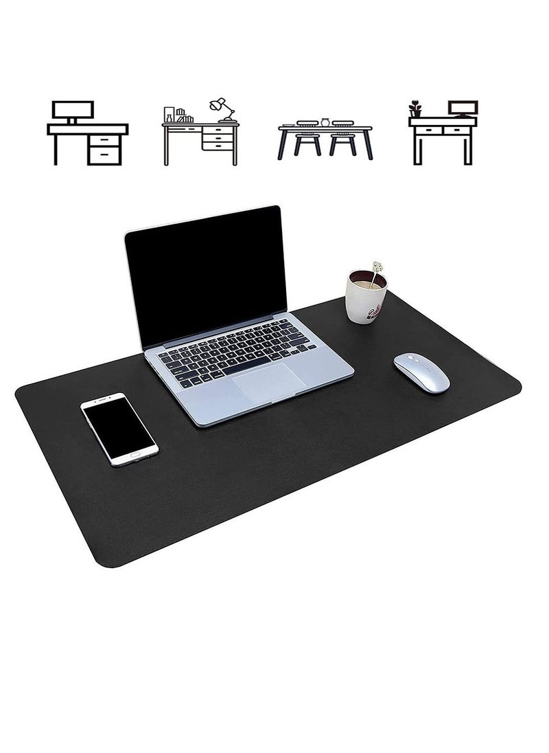 Generic - Leather Mouse Pad Desk Pad Anti Slip Mouse Pad Double Sided Available Leather Suede with Coaster for Offices Desks Computer Tables and Dining Tables 90X40 Cm Black - Image 1