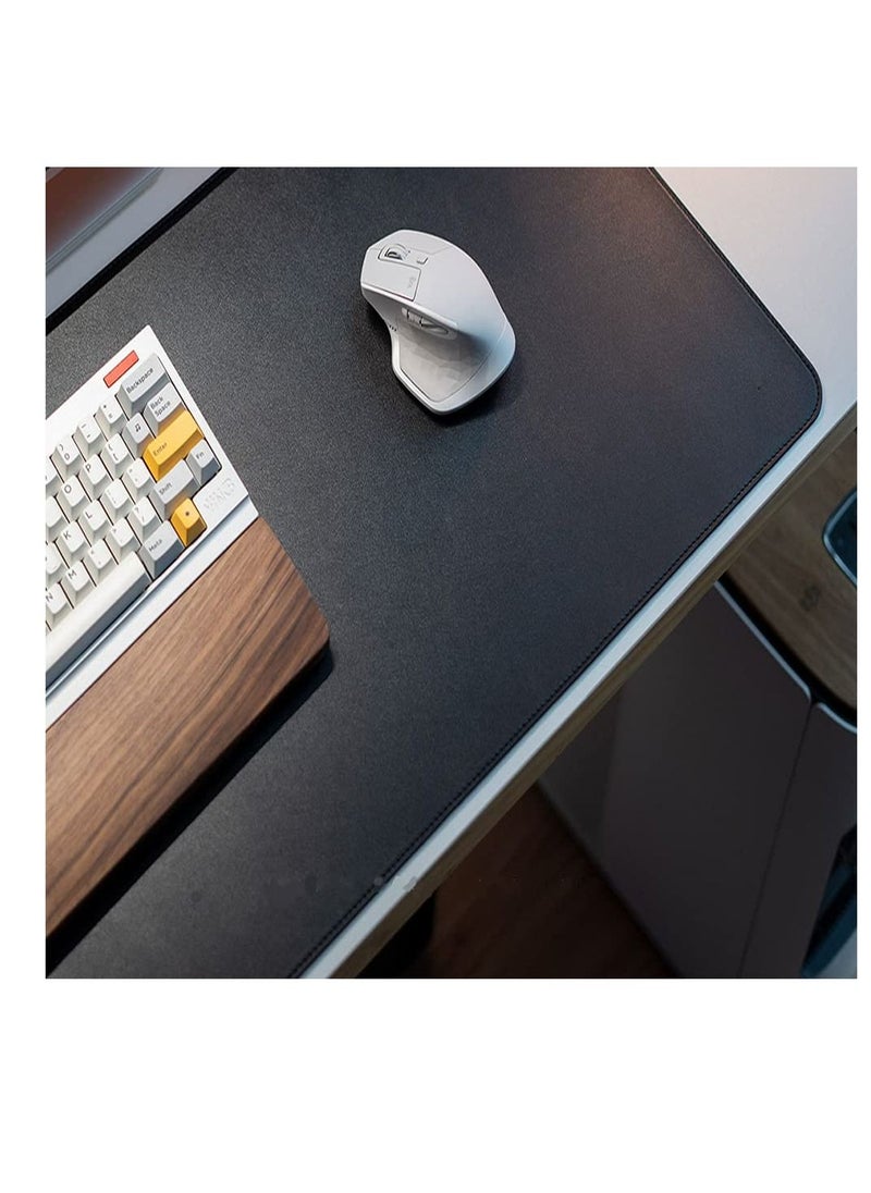 Generic - Leather Mouse Pad Desk Pad Anti Slip Mouse Pad Double Sided Available Leather Suede with Coaster for Offices Desks Computer Tables and Dining Tables 90X40 Cm Black - Image 1