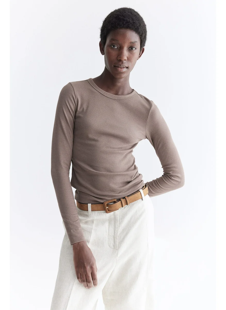 اتش اند ام Ribbed Modal-Blend Top