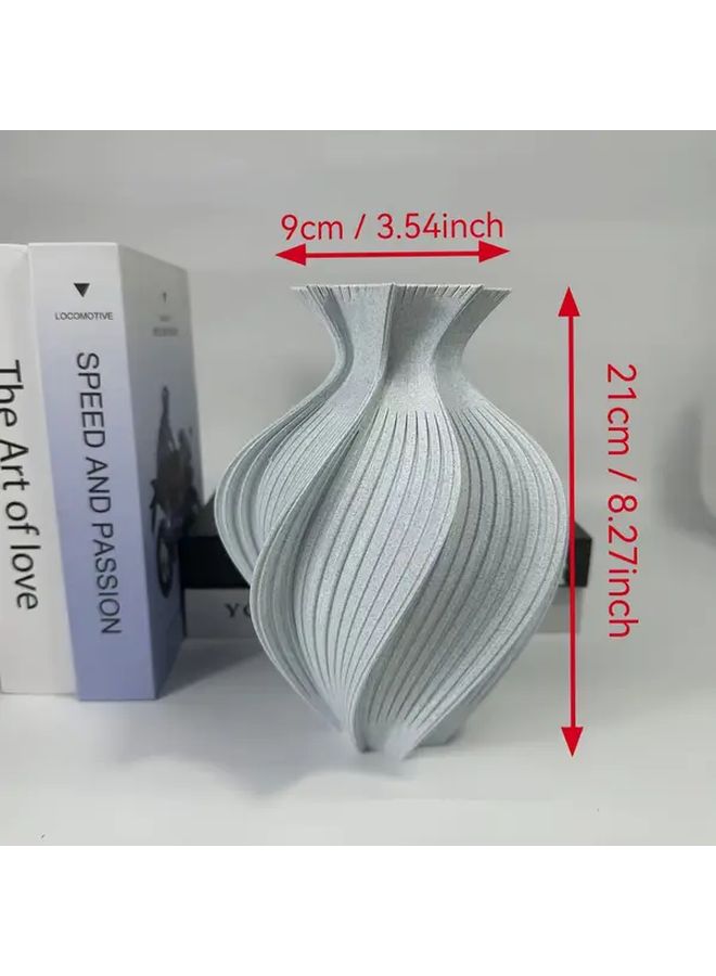 3D Printed Spiral Vase Marble Color Retro Geometric Striped Durable Plastic Home Decor For Living Room Office Tabletop Elegant Centerpiece Floral Arrangement Vintage Aesthetic Textured Surface Statement Piece Gift Shopper - Image 3