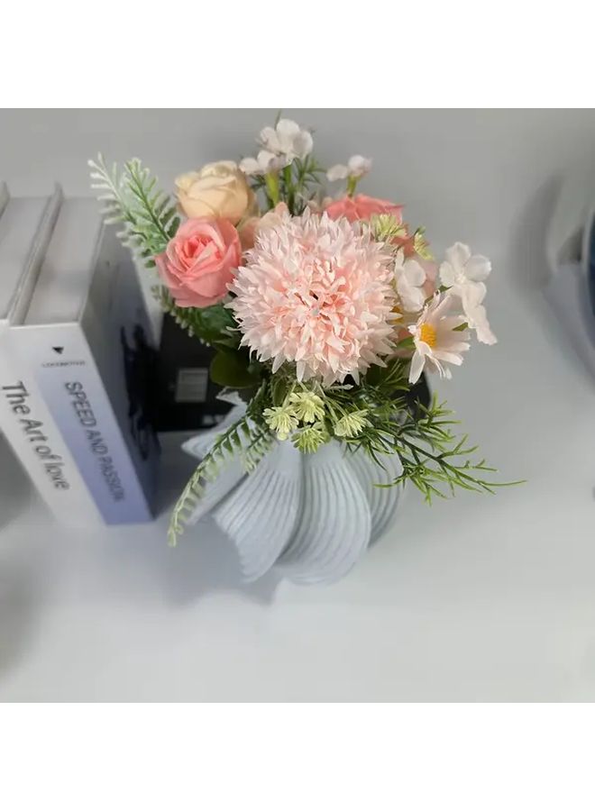 3D Printed Spiral Vase Marble Color Retro Geometric Striped Durable Plastic Home Decor For Living Room Office Tabletop Elegant Centerpiece Floral Arrangement Vintage Aesthetic Textured Surface Statement Piece Gift Shopper - Image 4