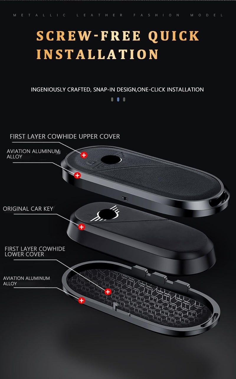 ontto Key Fob Case Fit for Mini Countryman Cooper One Aceman U25 J01 J05 F65 F66 2024 2025 Smart Remote Key Cover 360 Degree Protection Car Key Holder with Keychain,Brown - Image 4