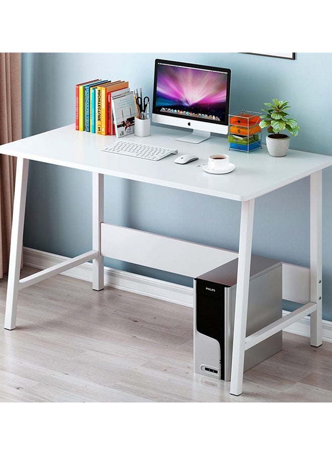 DANUBE HOME طاولة كمبيوتر Camine مكتب مكتب محطة عمل حديثة للكمبيوتر المحمول طاولة ألعاب خشبية للمنزل وغرفة المعيشة 120x45x72 سم - أبيض  - Image 1