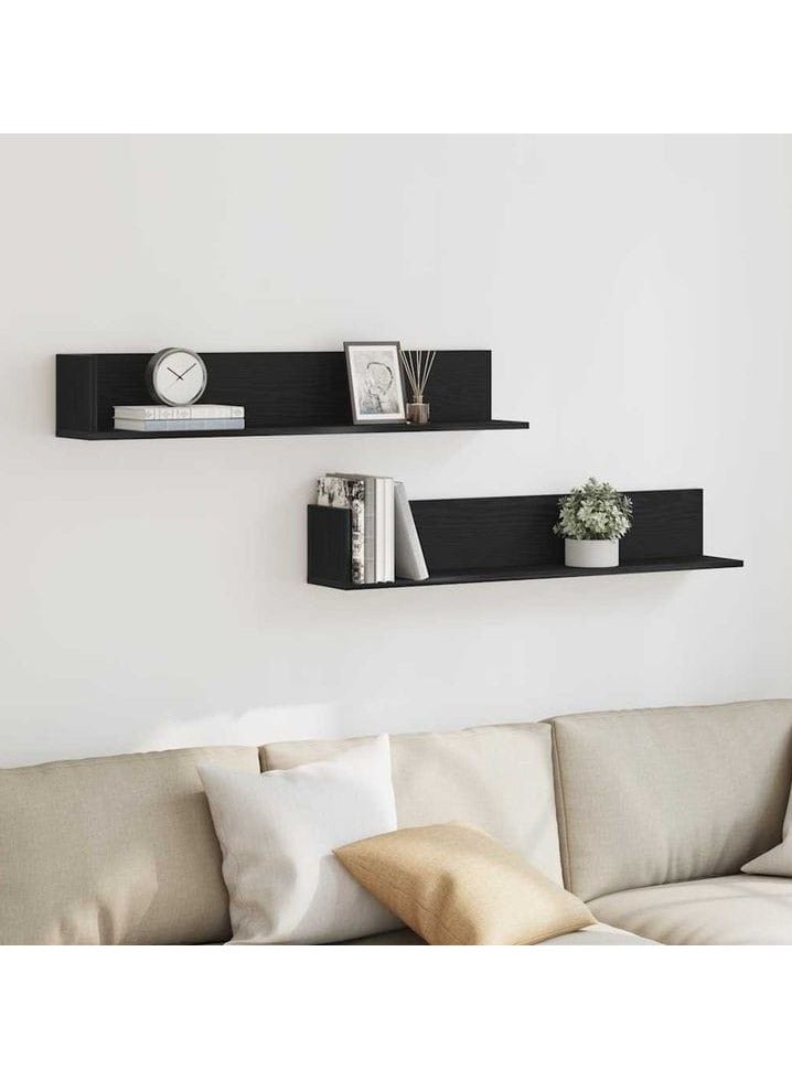 Generic Two-piece black wooden shelves, one size