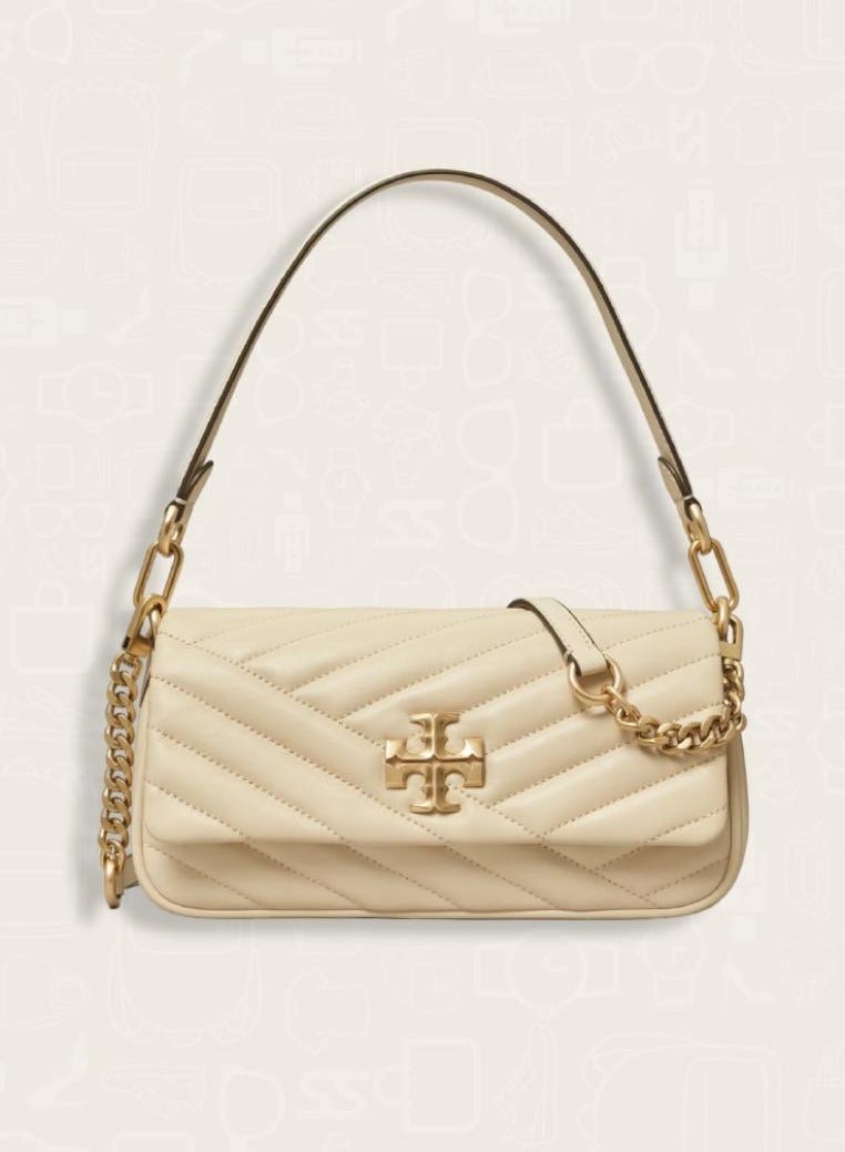 Burch TB Small Kira Chevron Flap Shoulder Bag New Cream - Image 1