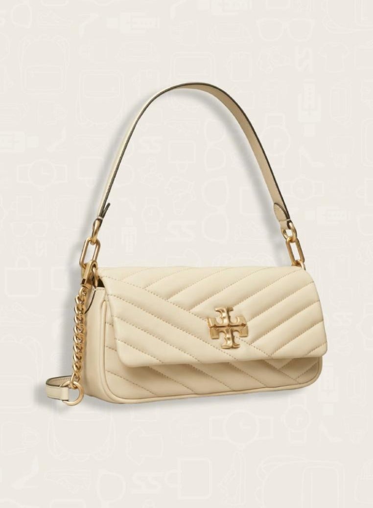 Burch TB Small Kira Chevron Flap Shoulder Bag New Cream - Image 2