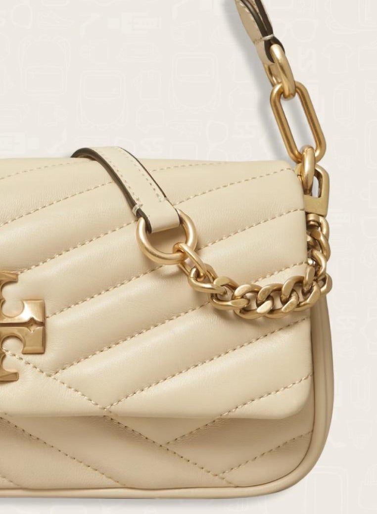 Burch TB Small Kira Chevron Flap Shoulder Bag New Cream - Image 3