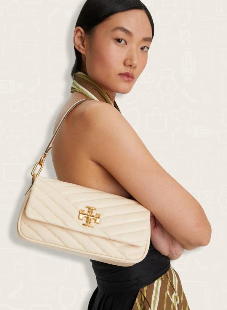 Burch TB Small Kira Chevron Flap Shoulder Bag New Cream - Image 5
