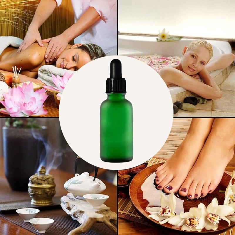 Devinez (Pack of 4) Multipurpose Refillable Green Color Frost Round Glass Bottle, 30 ml with Black Glass Dropper for Cosmetics, Serum, Essential Oils, Blends, Skin Care, Travel, Toners & DIY - Image 3