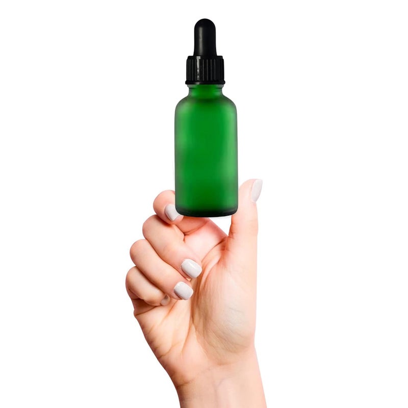 Devinez (Pack of 4) Multipurpose Refillable Green Color Frost Round Glass Bottle, 30 ml with Black Glass Dropper for Cosmetics, Serum, Essential Oils, Blends, Skin Care, Travel, Toners & DIY - Image 2