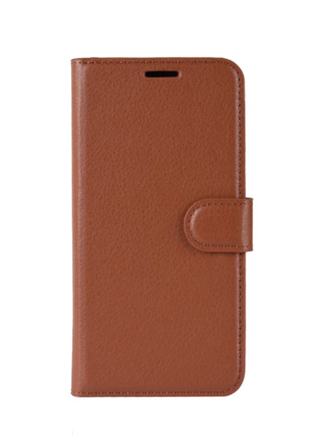 NIBEMINENT - Litchi Texture Wallet Flip Case Cover And Accessory For Huawei P30 Brown - Image 1