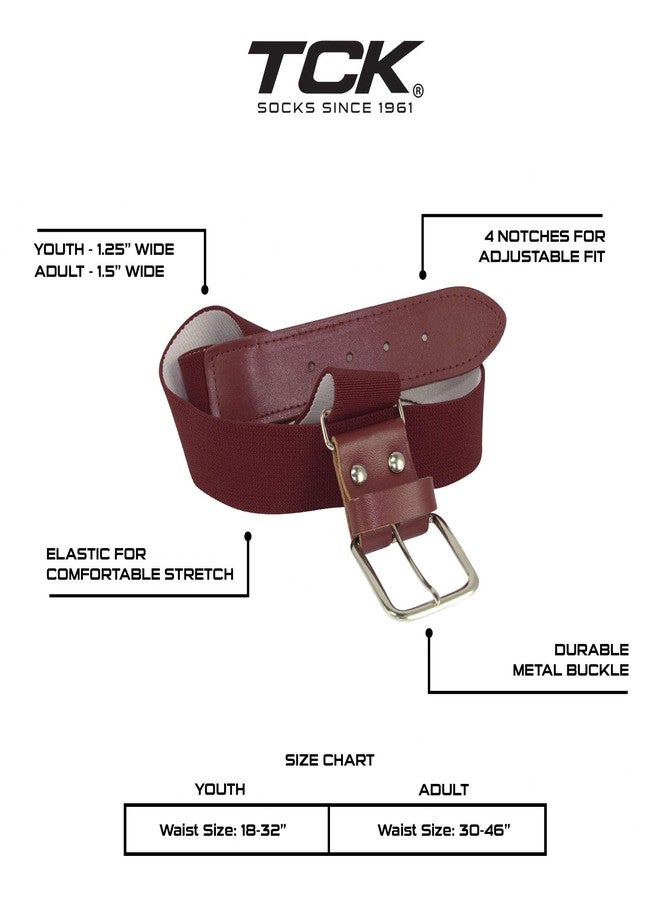 TCK Prosport Baseball Socks and Belt Combo Over the Knee (Maroon, Medium) - Image 2