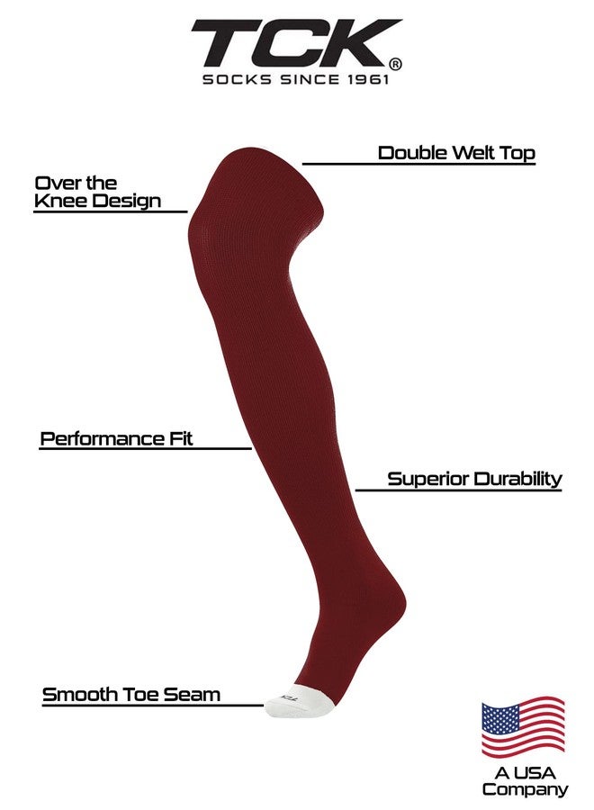 TCK Prosport Baseball Socks and Belt Combo Over the Knee (Maroon, Medium) - Image 3